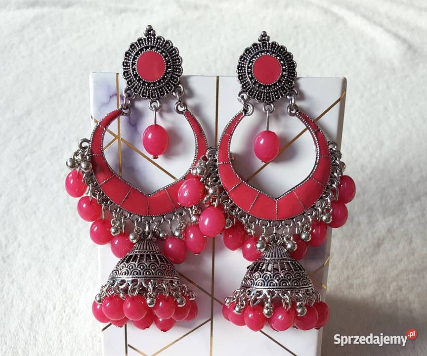 Długie kolczyki orientalne jhumki kolor srebrny zachodniopomorskie Szczecin