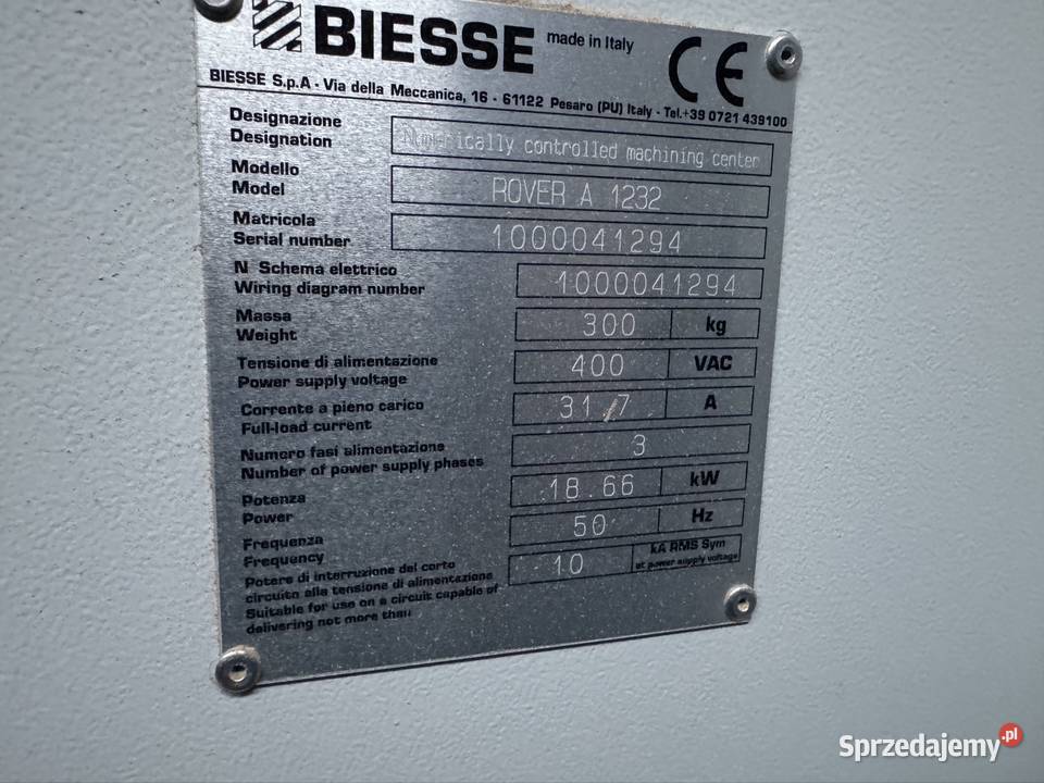 Cnc 3 osi Biesse Rover A 1232 Stalowa Wola