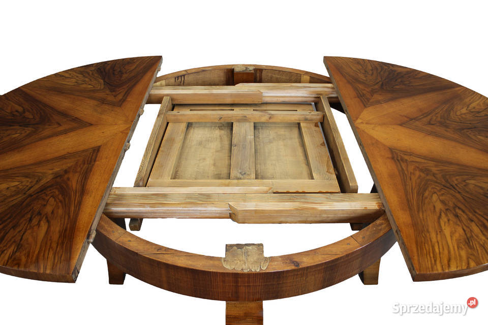 Okrągły stół rozkładany Art Deco w orzechu Bydgoszcz