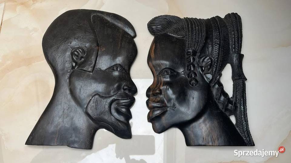 Afrykańska rzeźba głowa kobiety i mężczyzny Gdańsk
