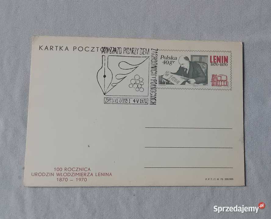 Pocztówka 100 rocznica urodzin WI Lenina Piecz Koźminek sprzedam