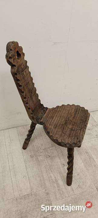 krzesło rzeźbione artystyczne stare drewniane Radomsko
