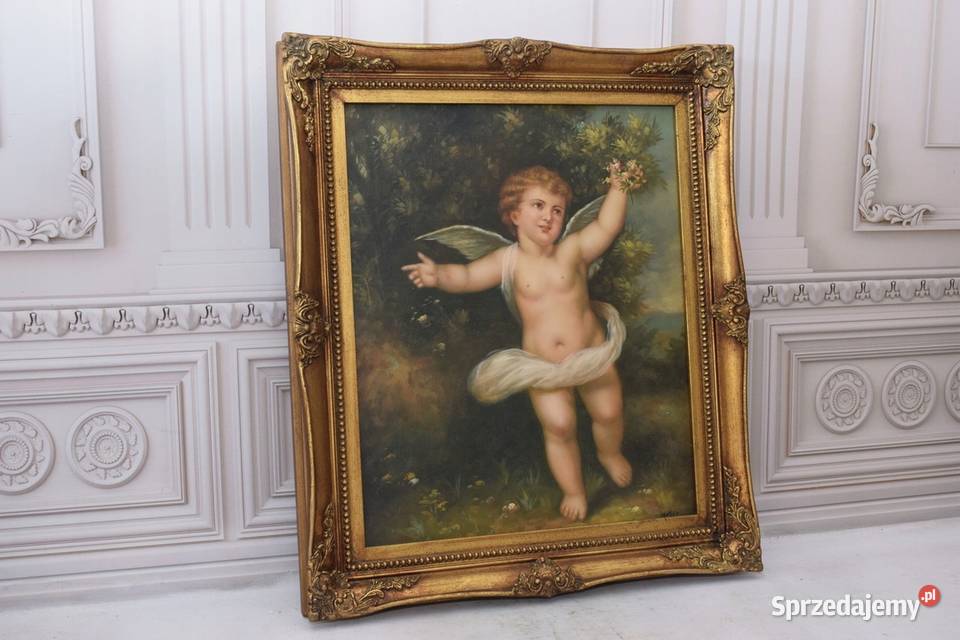 Kupidyn w Ogrodzie Amor Anioł Obraz Olejny Złota małopolskie