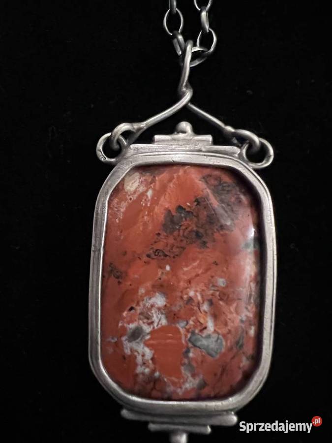 Srebrny wisior z kamieniem jaspis czerwony Wisiorki Warszawa sprzedam