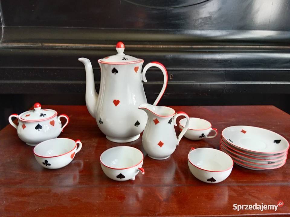 Kultowy Serwis Kawowy Karty Chodzież PRL 12 Porcelana i szkło Ruda Śląska