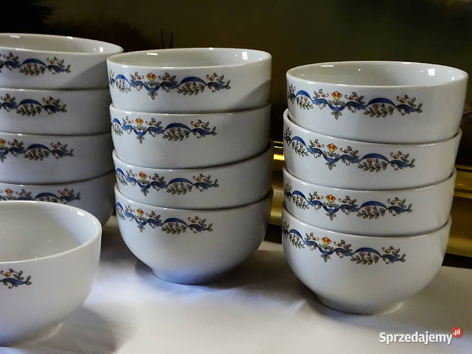 Komplet ceramicznych misek stołowych z dekoracją Biłgoraj