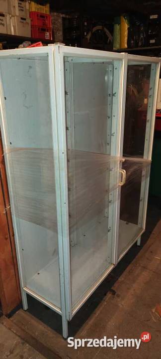 Stara metalowa witryna medyczna PRL Ostrołęka