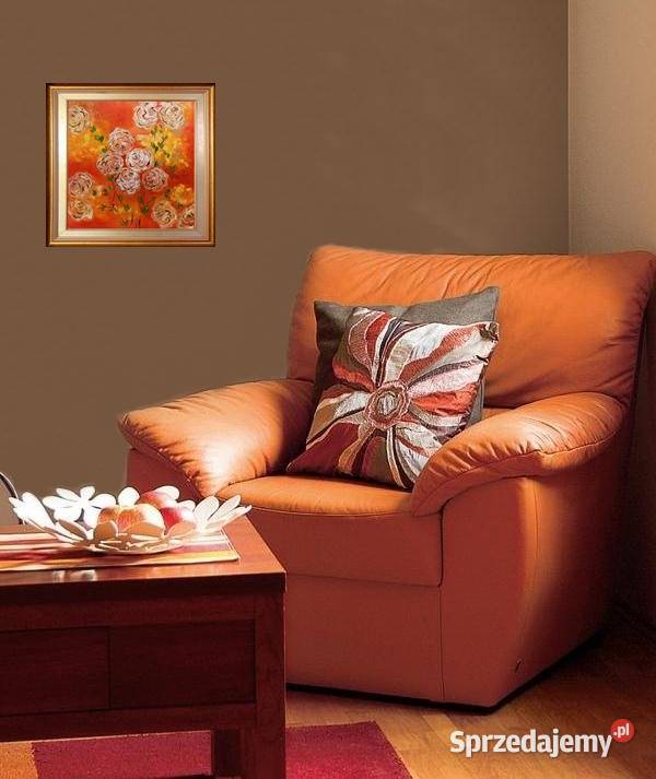 Obraz olejny Róże abstrakcja odcienie pomarańczowego