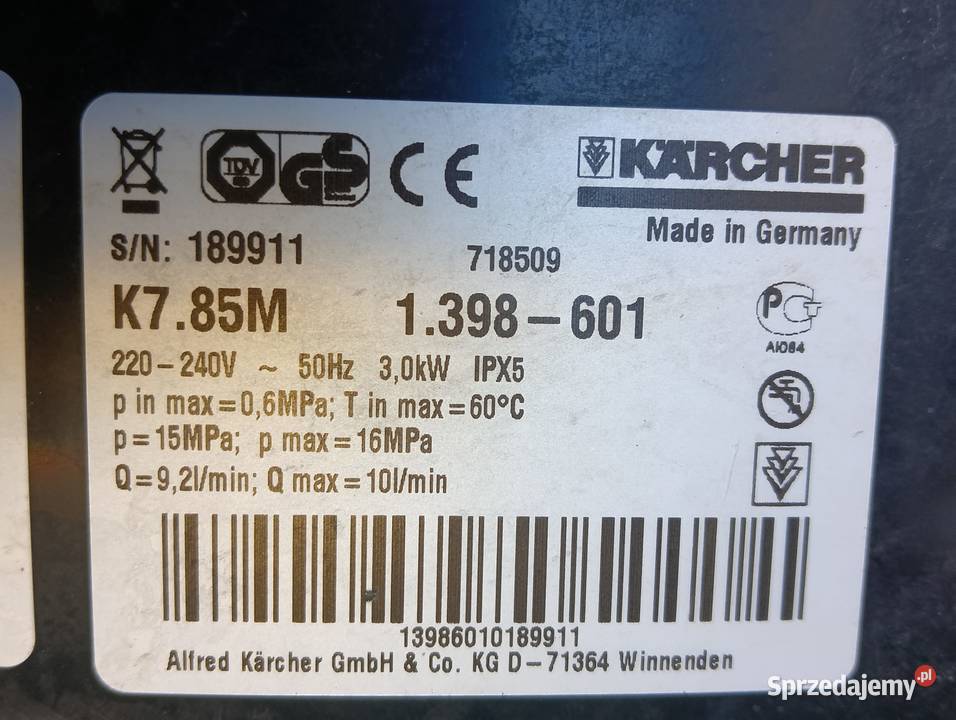 Myjka Karcher K 785 Zwijacz Mosiężna pompa mazowieckie