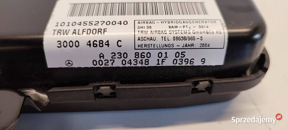 MERCEDES SL R230 PODUSZKA AIRBAG DRZWI LEWA