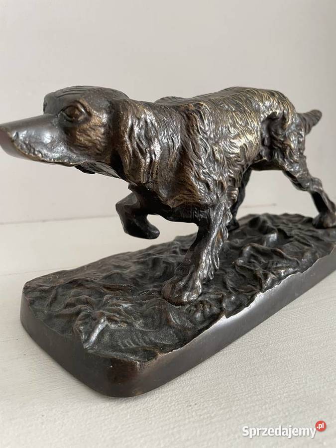 Piękna stara figura z brązu psa łódzkie Łódź