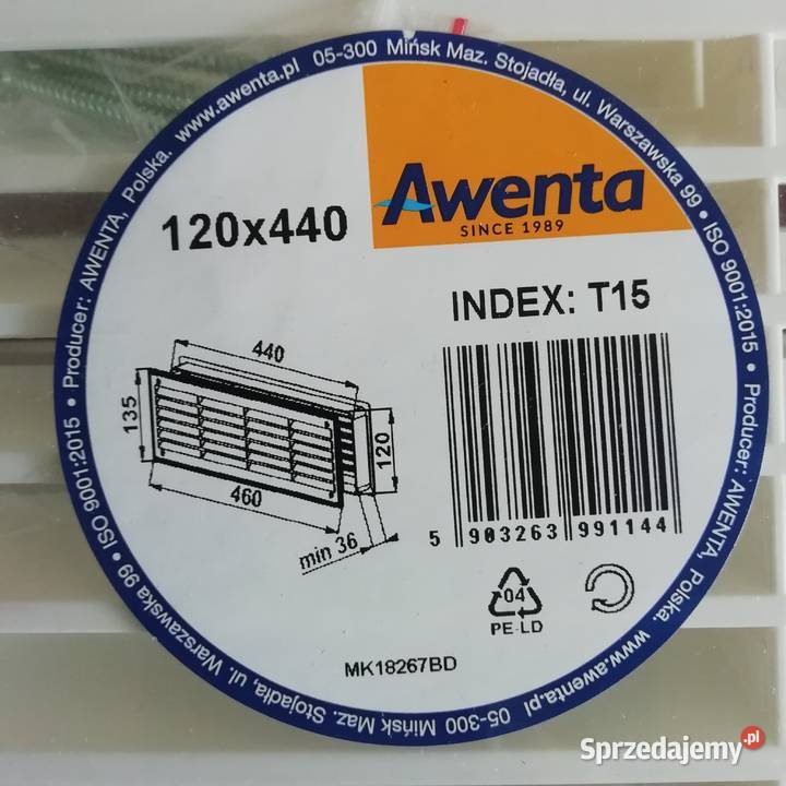 Kratka wentylacyjna 120 x 440 Awenta nowa Siemianowice Śląskie