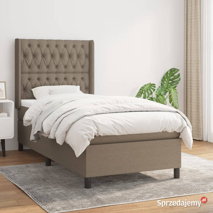 Łóżko kontynentalne z materacem taupe tkanina 128cm