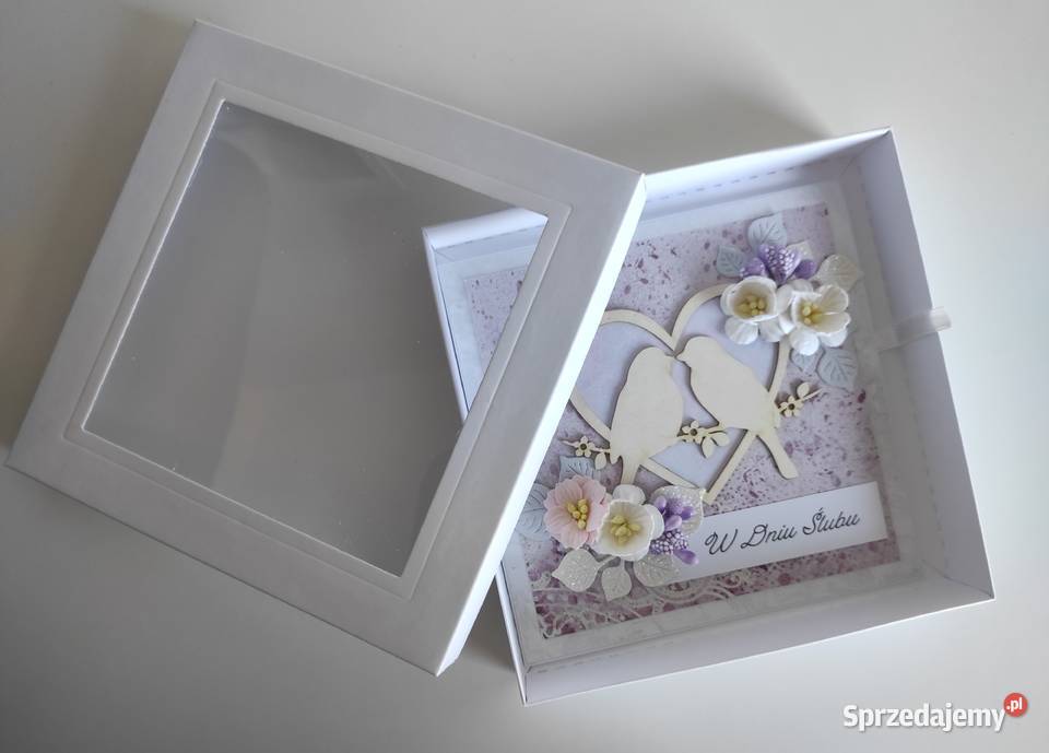 Kartka ręcznie robiona na ślub z pudełeczkiem Łódź sprzedam