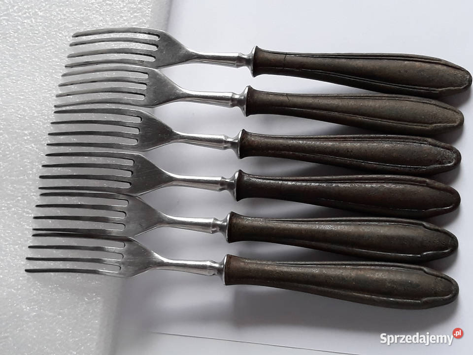 Widelce obiadowe 2 BAKELIT sztućce PRL śląskie Dąbrowa Górnicza