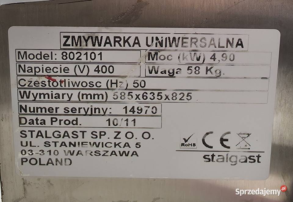 Zmywarka 83261 Gastronomia Biznes i Przemysł Warszawa