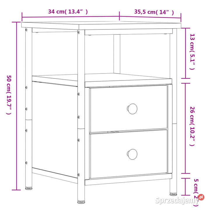 Szafka nocna dąb sonoma 34x355x50 materiał Nocne mazowieckie Warszawa
