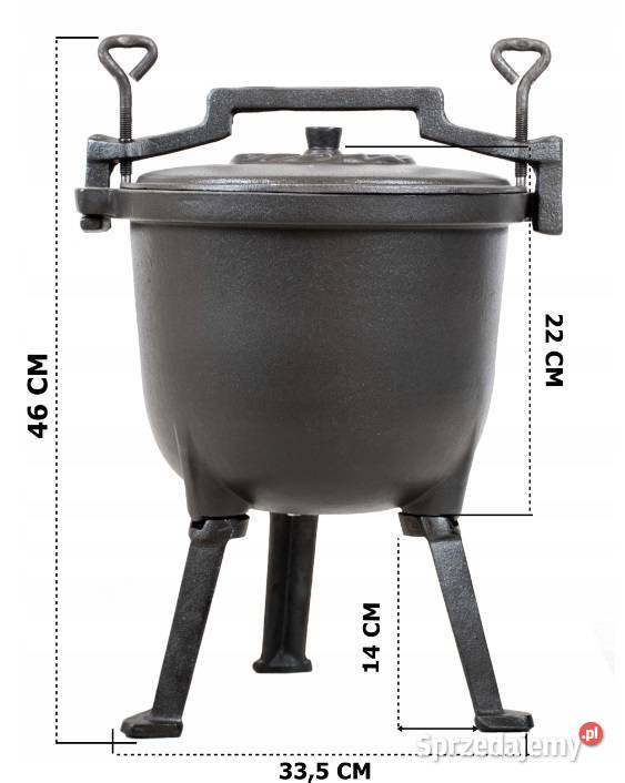 KOCIOŁEK ŻELIWNY GARNEK MYŚLIWSKI EMALIOWANY 4L