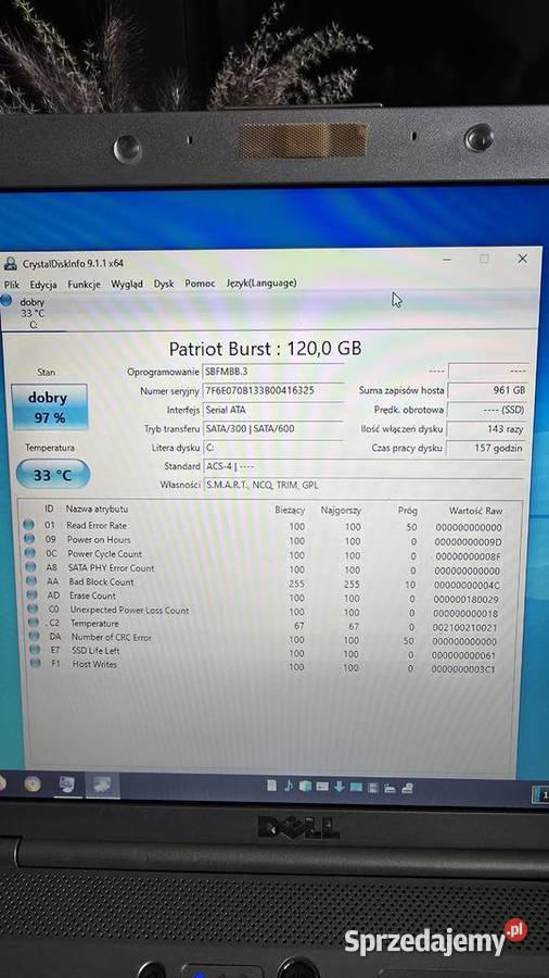 Laptop DELL Inspirion 1525 T9300 25 GHz Liczba rdzeni 2 Ozimek