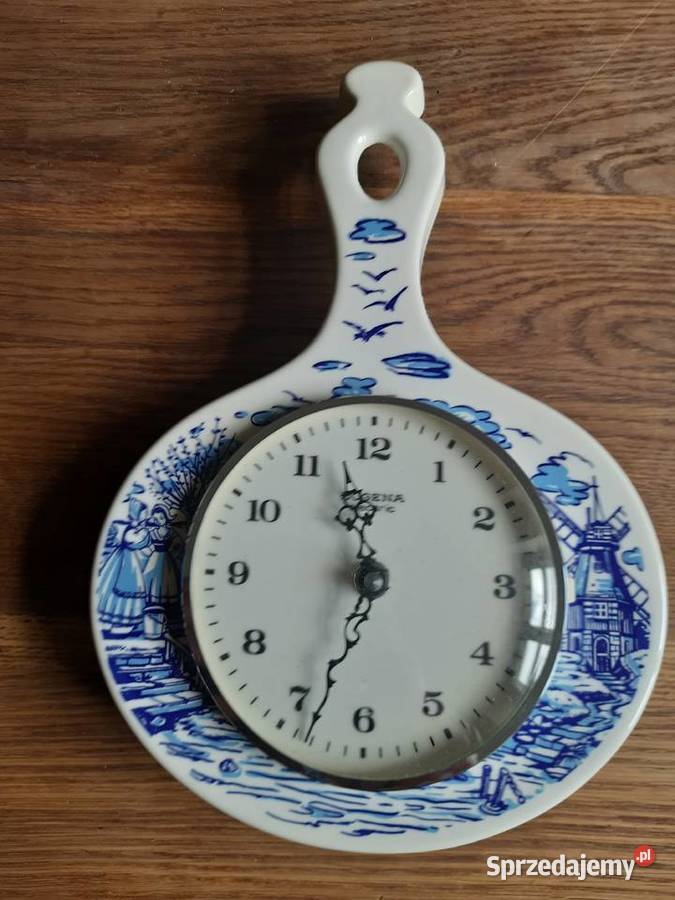 Ceramiczny zegar kuchenny marki Dugena zdobiony Morąg