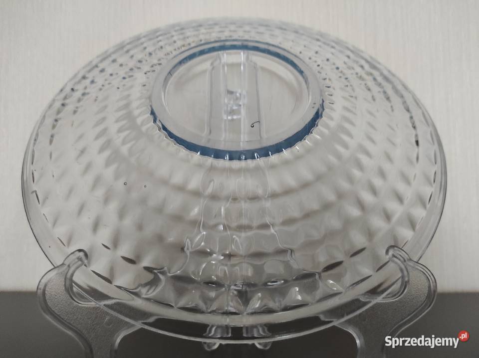 Patera talerz niebieskie szkło huta Hortensja Porcelana i szkło Białystok