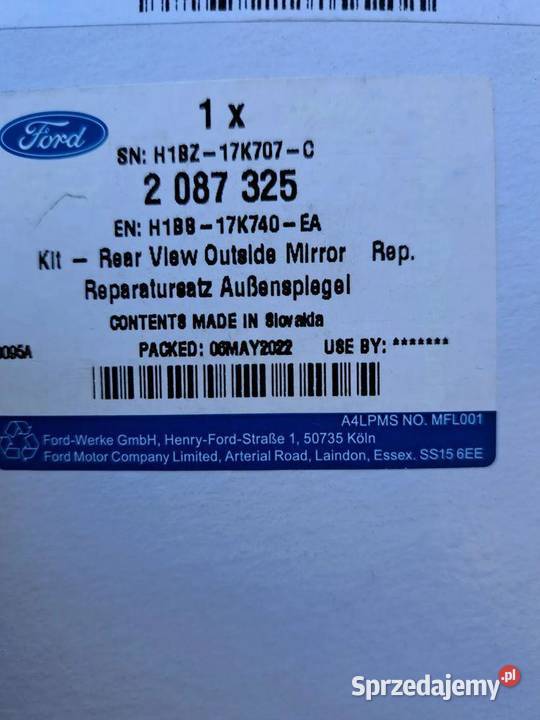 prawy Wkład lusterka Ford Fiesta MK8 BLIS