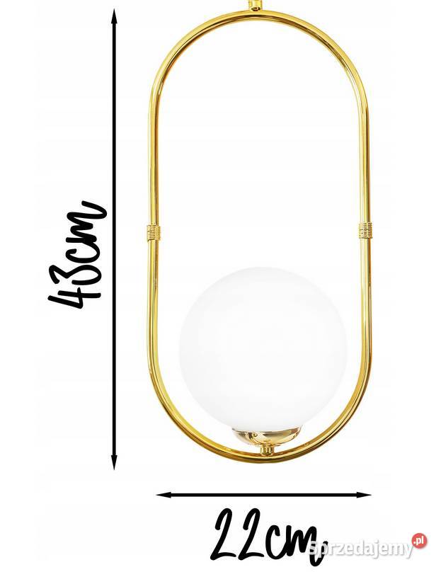 KINKIET ŚCIENNY Polski ZŁOTA LAMPA SZKLANA KULA Choroszcz