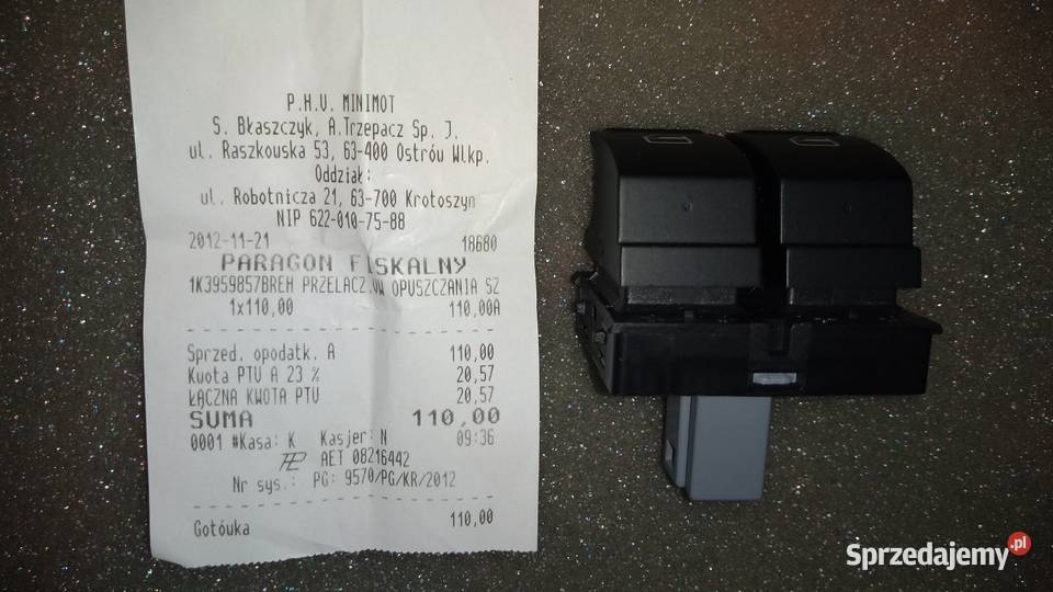 Wyłącznik szyb lewy Volkswagen Polo V 2009 Krotoszyn