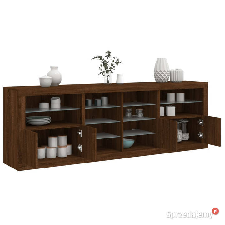 Szafka z oświetleniem LED brązowy dąb 202x37x67 Warszawa