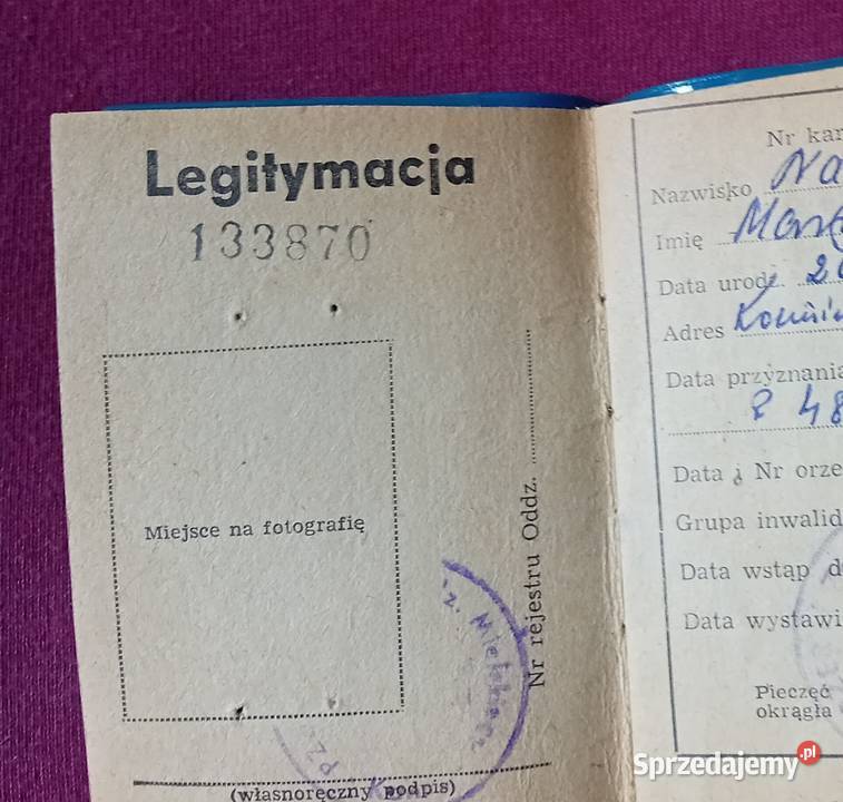 Legitymacja Polski Związek Emerytów Rencistów i Koźminek