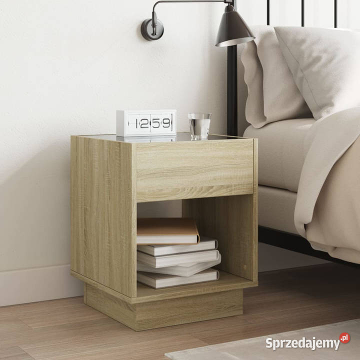 Stolik nocny z LED Infinity dąb sonoma 40x40x50 Warszawa