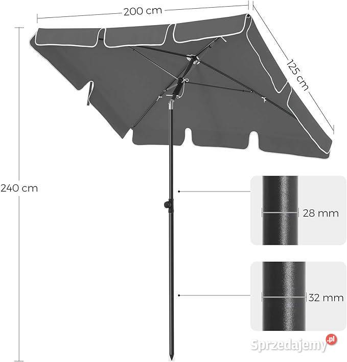 Parasol przeciwsłoneczny prostokątny 200 x 125 Wyrzeka sprzedam