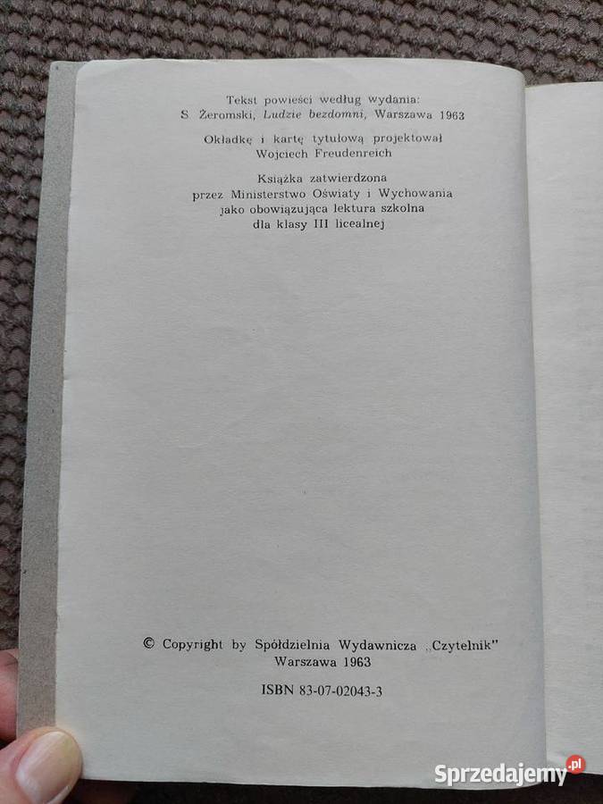 lektura Ludzie bezdomni Stefan Żeromski literatura piękna - proza polska sprzedam