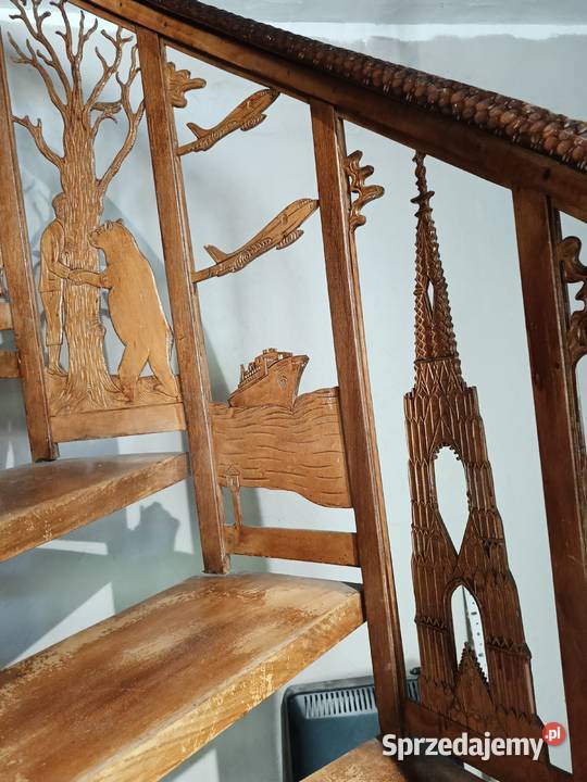 Schody kręcone rzeźbione drewniane Rydułtowy