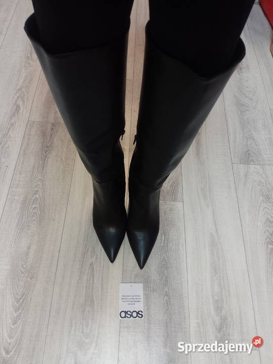 40 Asos Design czarne Kozaki szpilki wieczorowe