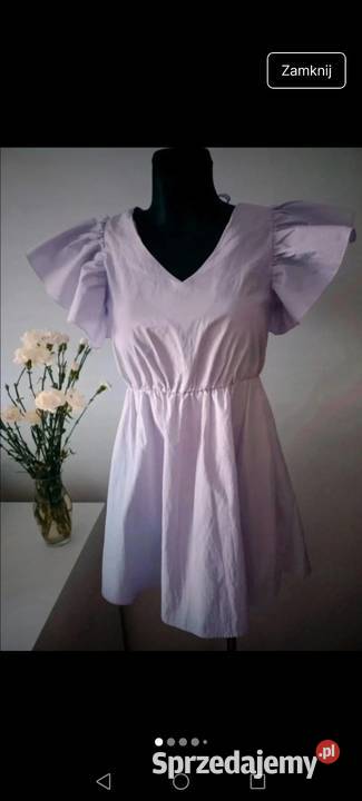 Piękna liliowa jasnofioletowy Sukienka dekolt w Krosno sprzedam
