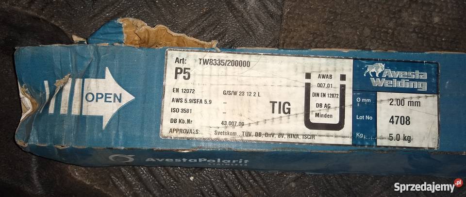 Drut spawalniczy 316L 20 x 1000 5 Avesta Welding zachodniopomorskie Szczecin