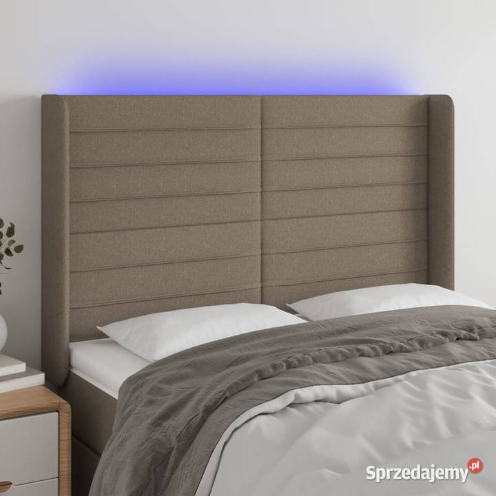 Zagłówek do łóżka z LED taupe 147x16x118128 Meble Warszawa