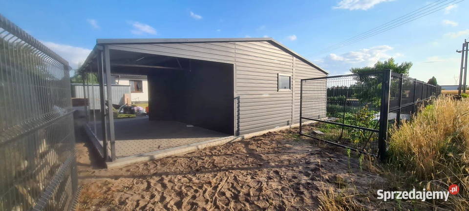 GARAŻ BLASZANY 6m x 6m WIATA 3M DWUSPAD 2xBRAMA
