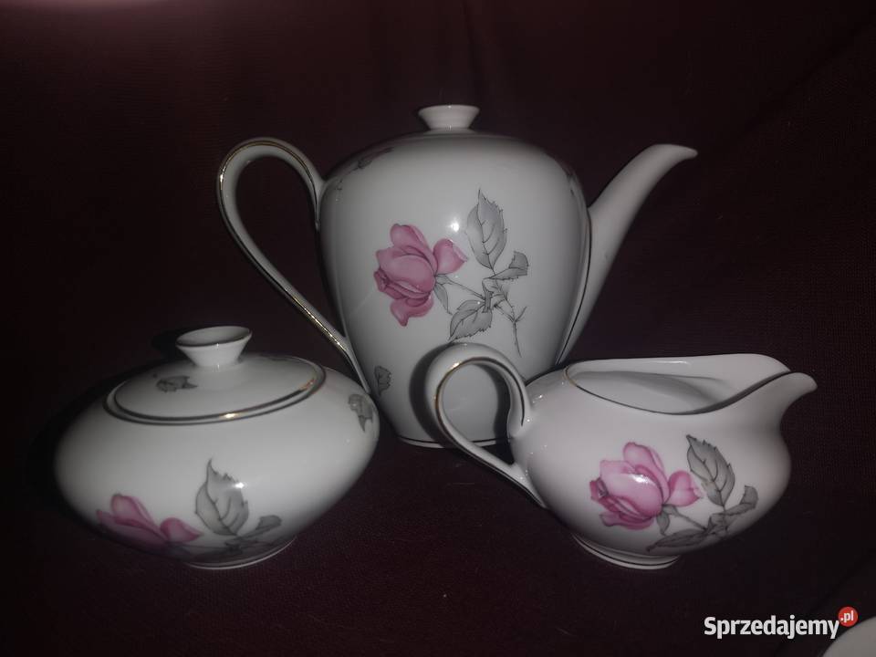 Serwis KPM Krister Germany z różą Porcelana i szkło Gdańsk