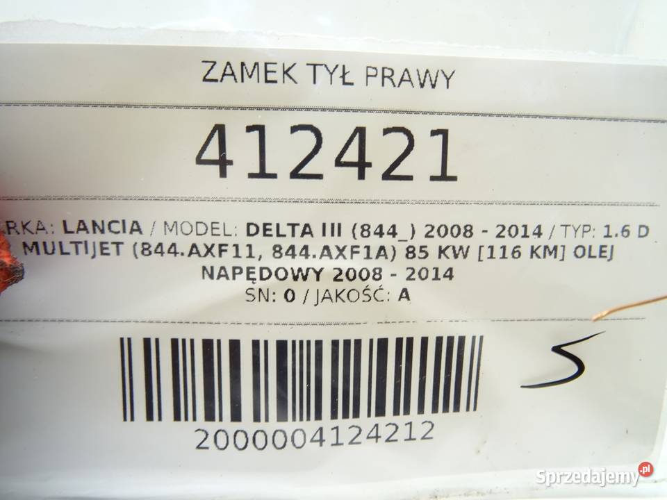 ZAMEK TYŁ PRAWY LANCIA DELTA III Hatchback 0814