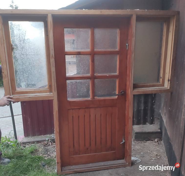 DRZWI ZEWNĘTRZNE BALKONOWE DREWNIANE OKNA małopolskie Nowy Sącz
