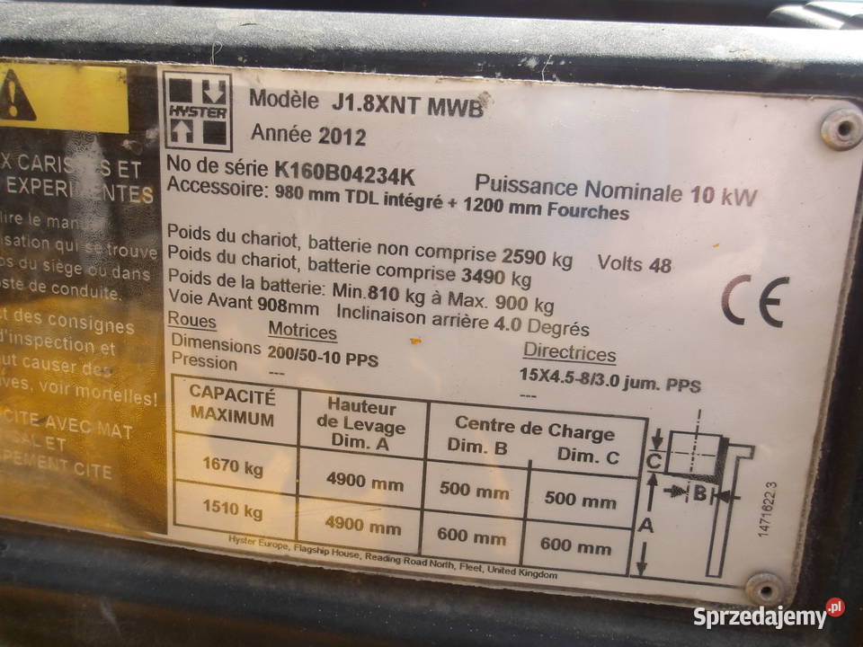 Wózek widłowy trójkołowy elektryczny Hyster Pleszew