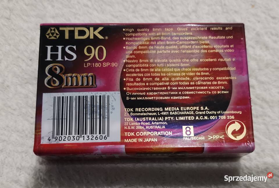 Kaseta TDK 8mm HS 90 minut kaseta Płyty i kasety kujawsko-pomorskie