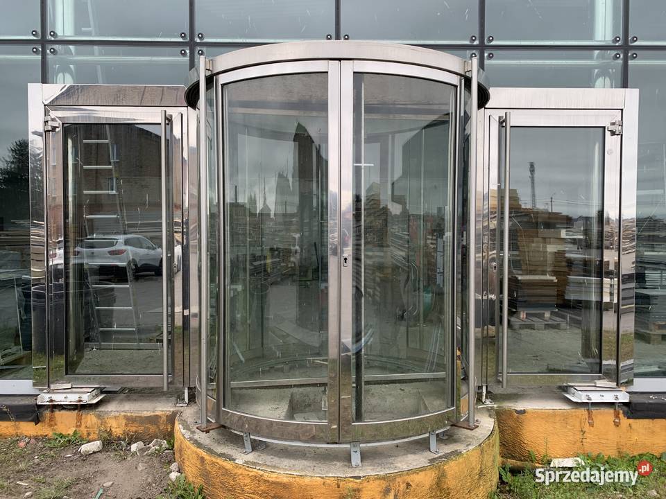 Drzwi wejściowe obrotowe karuzelowe do biura Sadki