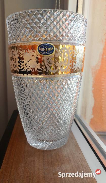 Piękny wazon kryształowy Bohemia Wrocław