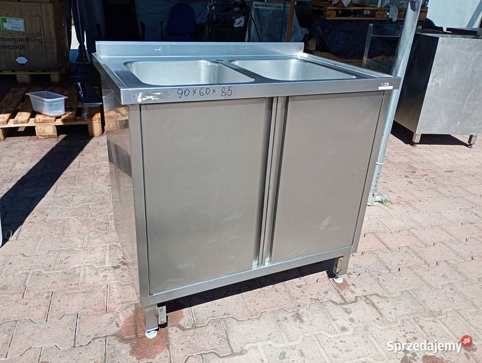 Stół z 2 zlewami drzwi otwierane 90x60x85 dolnośląskie Wrocław sprzedam
