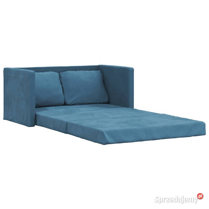 Sofa podłogowa 2w1 niebieska 122x204x55 aksamit Sofy i kanapy Warszawa