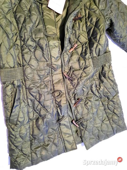 40 Kurtka pikowana khaki Julipa z kapturem Bez wzoru Gaszowice sprzedam