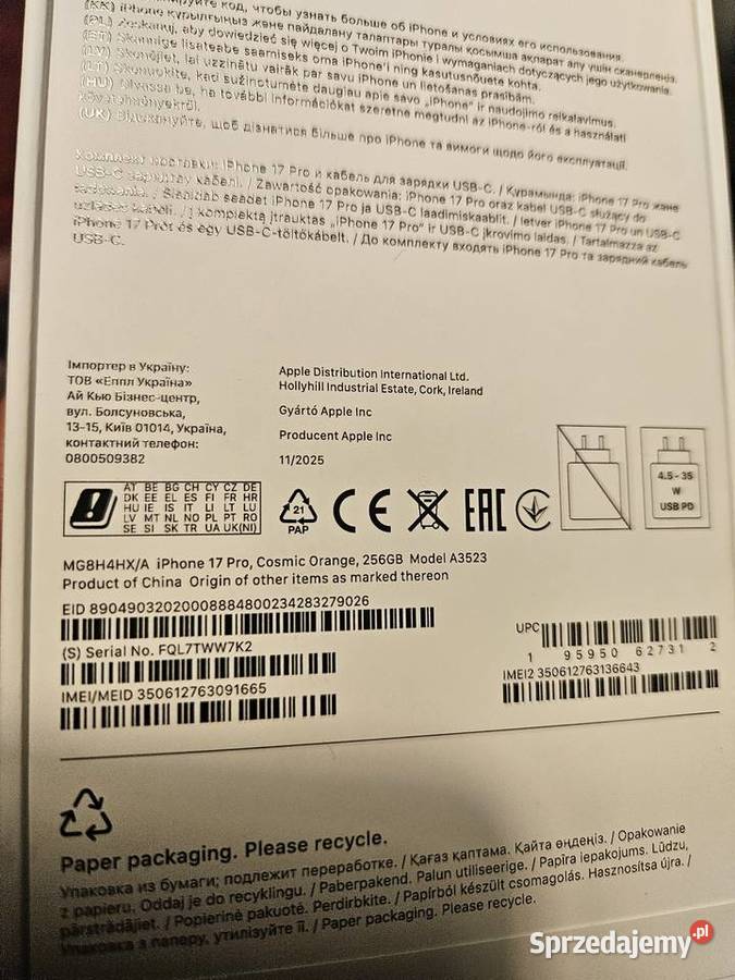 IPHONE 17 PRO 256 COSMIC Wałbrzych